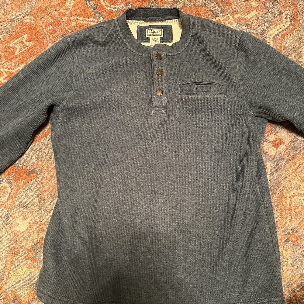 Ll Bean Katahdin Iron Works Waffle Fleece Henley